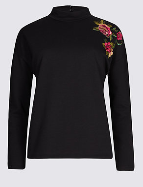 Pure Cotton Floral Badge T-Shirt Image 2 of 4