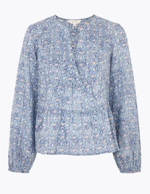 Pure Cotton Floral Blouson Sleeve Blouse | Per Una | M&S