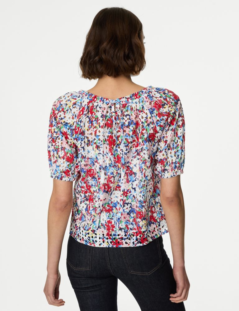 Pure Cotton Floral Broderie Blouse 5 of 5