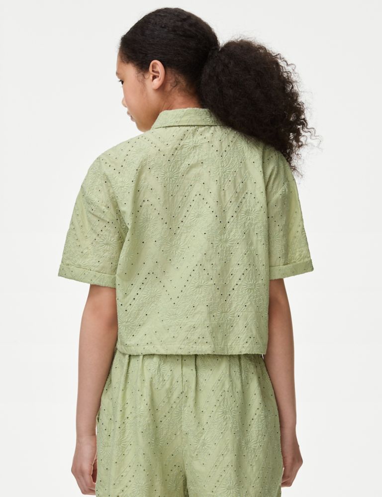 Pure Cotton Floral Broderie Shirt (6-16 Yrs) 4 of 4