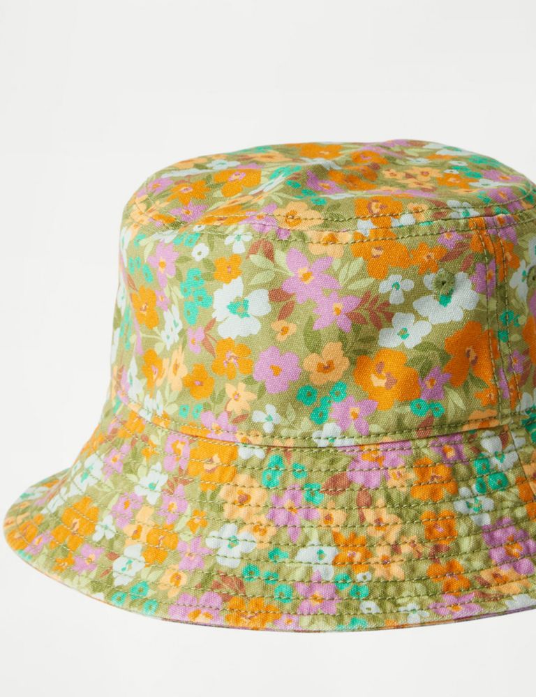 Pure Cotton Floral Bucket Hat 3 of 3