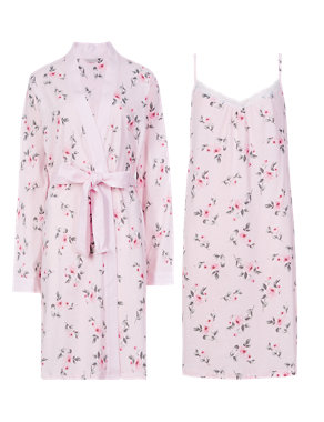 Pure Cotton Floral Chemise & Wrap Set with Cool Comfort™ Technology Image 2 of 4