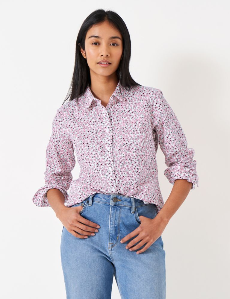 Pure Cotton Floral Collared Shirt 1 of 6