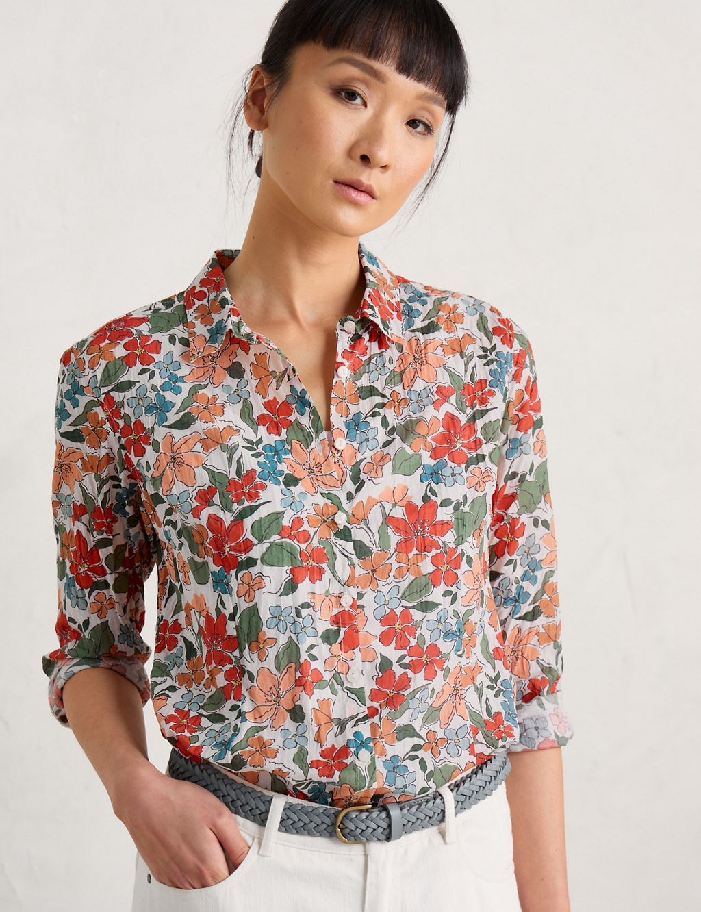 Pure Cotton Floral Collared Shirt 3 of 7