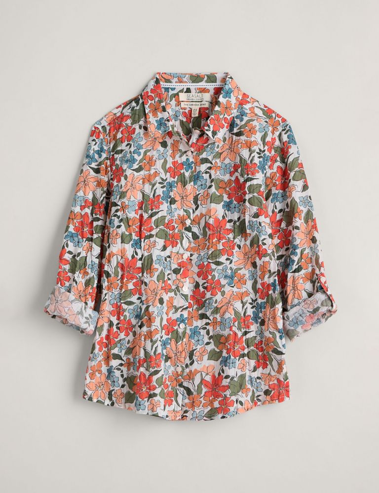 Pure Cotton Floral Collared Shirt 2 of 7