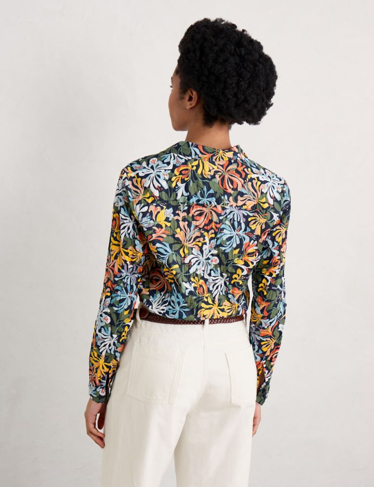 Pure Cotton Floral Collared Shirt 4 of 7