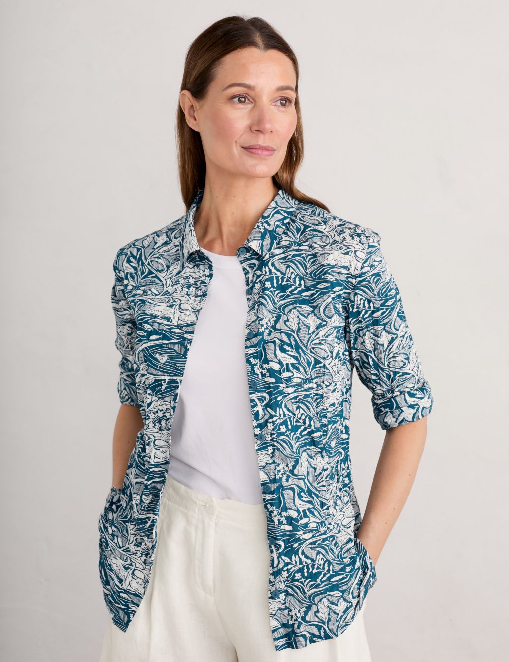 Pure Cotton Floral Collared Shirt 2 of 5