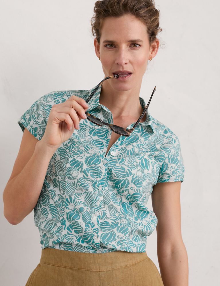 Pure Cotton Floral Collared Shirt 4 of 6