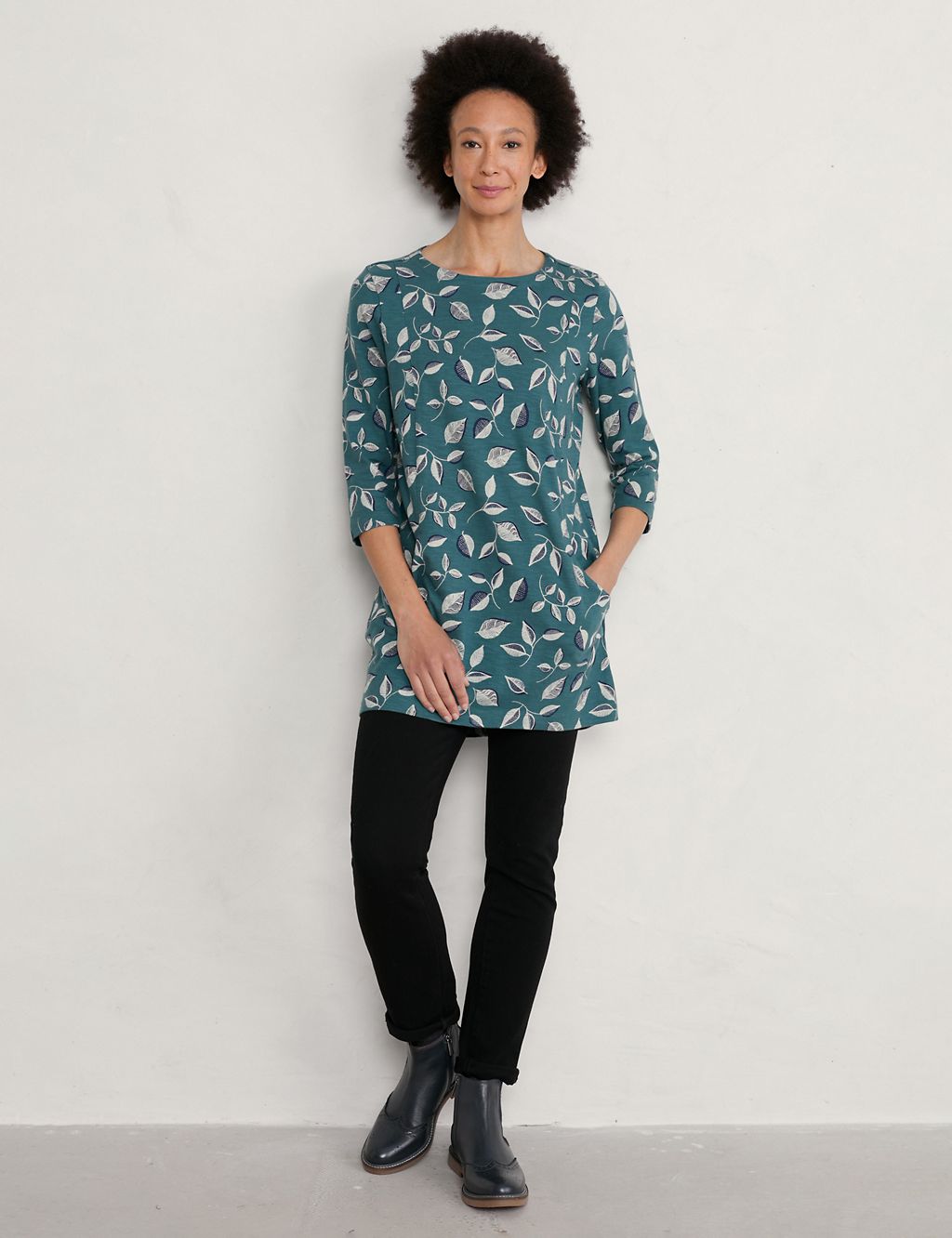 Pure Cotton Floral Crew Neck Tunic 3 of 4