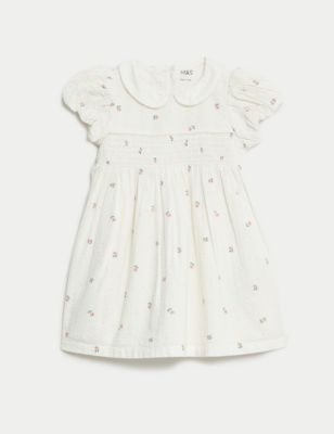 Pure Cotton Floral Dress (0-3 Yrs) Image 2 of 5