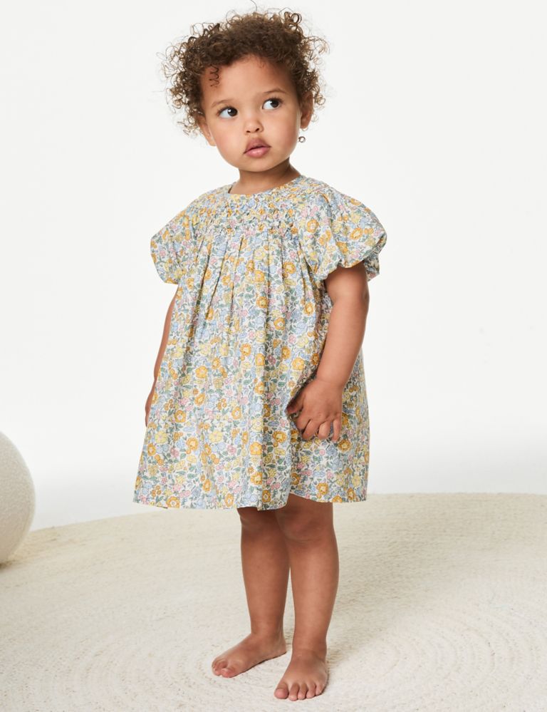 Pure Cotton Floral Dress (0-3 Yrs) 1 of 5