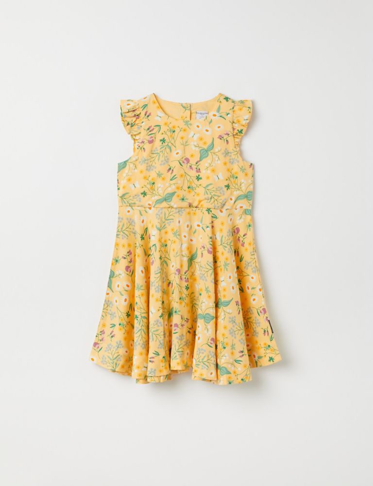Pure Cotton Floral Dress (1-10 Yrs) 1 of 4