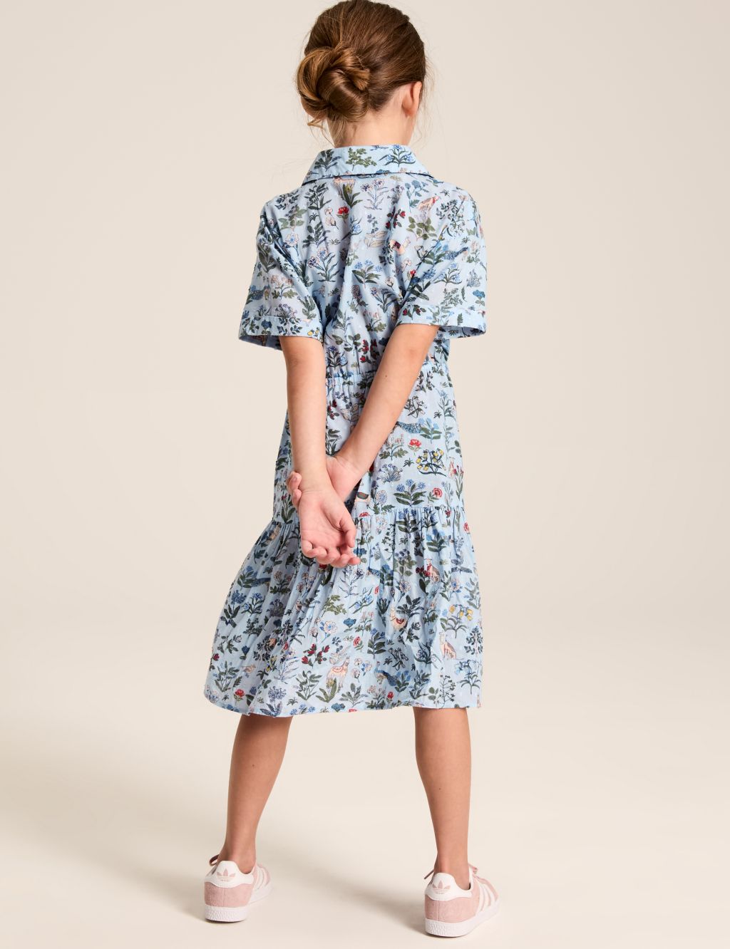 Pure Cotton Floral Dress (4-12 Yrs) 1 of 5
