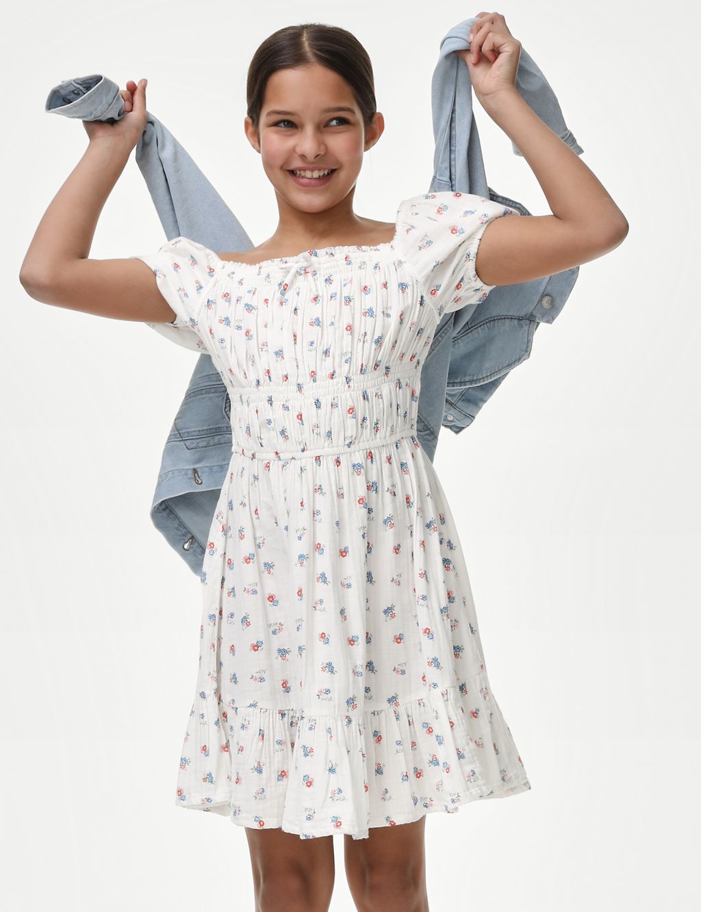 Pure Cotton Floral Dress (6-16 Yrs) 2 of 4