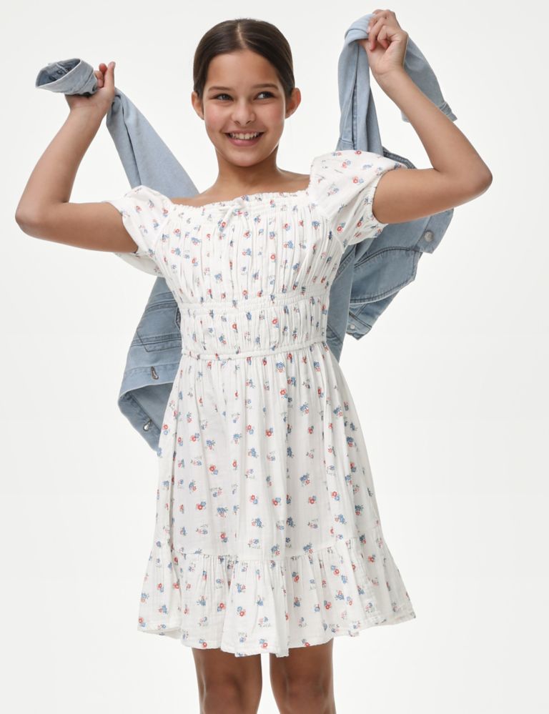 Pure Cotton Floral Dress (6-16 Yrs) 3 of 4