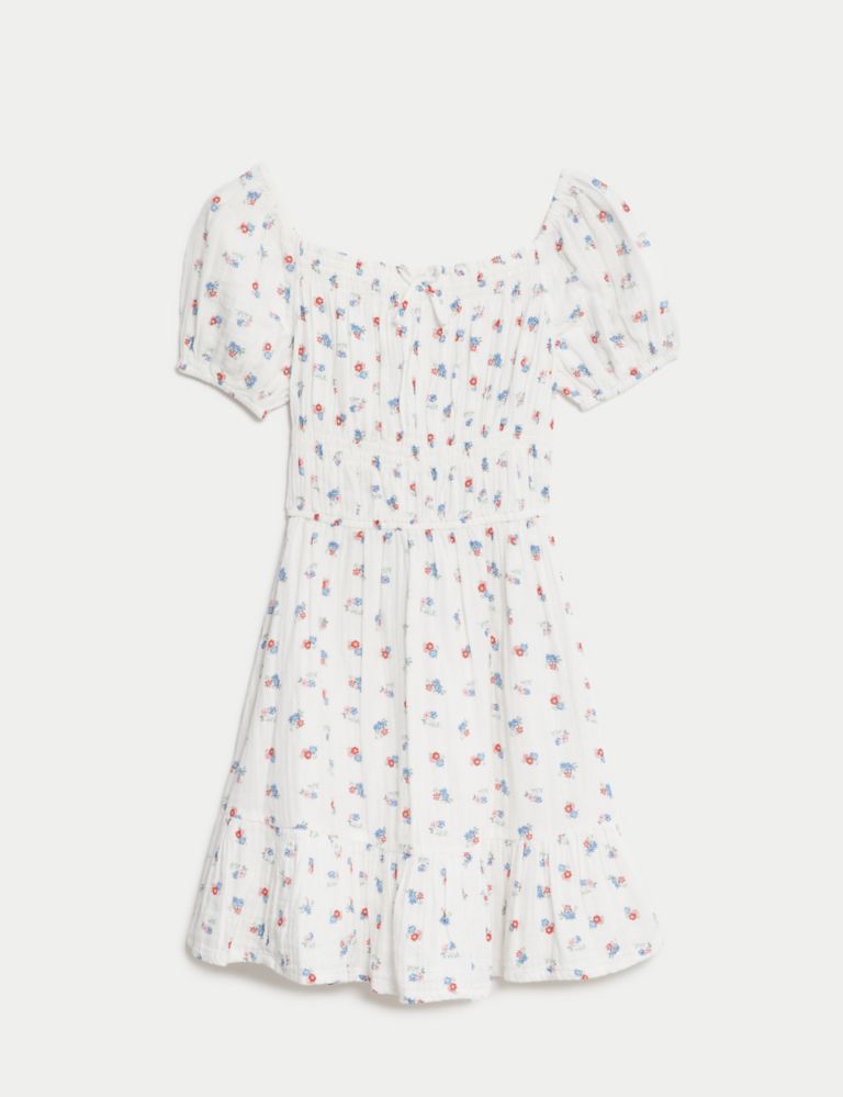 Pure Cotton Floral Dress (6-16 Yrs) 2 of 4