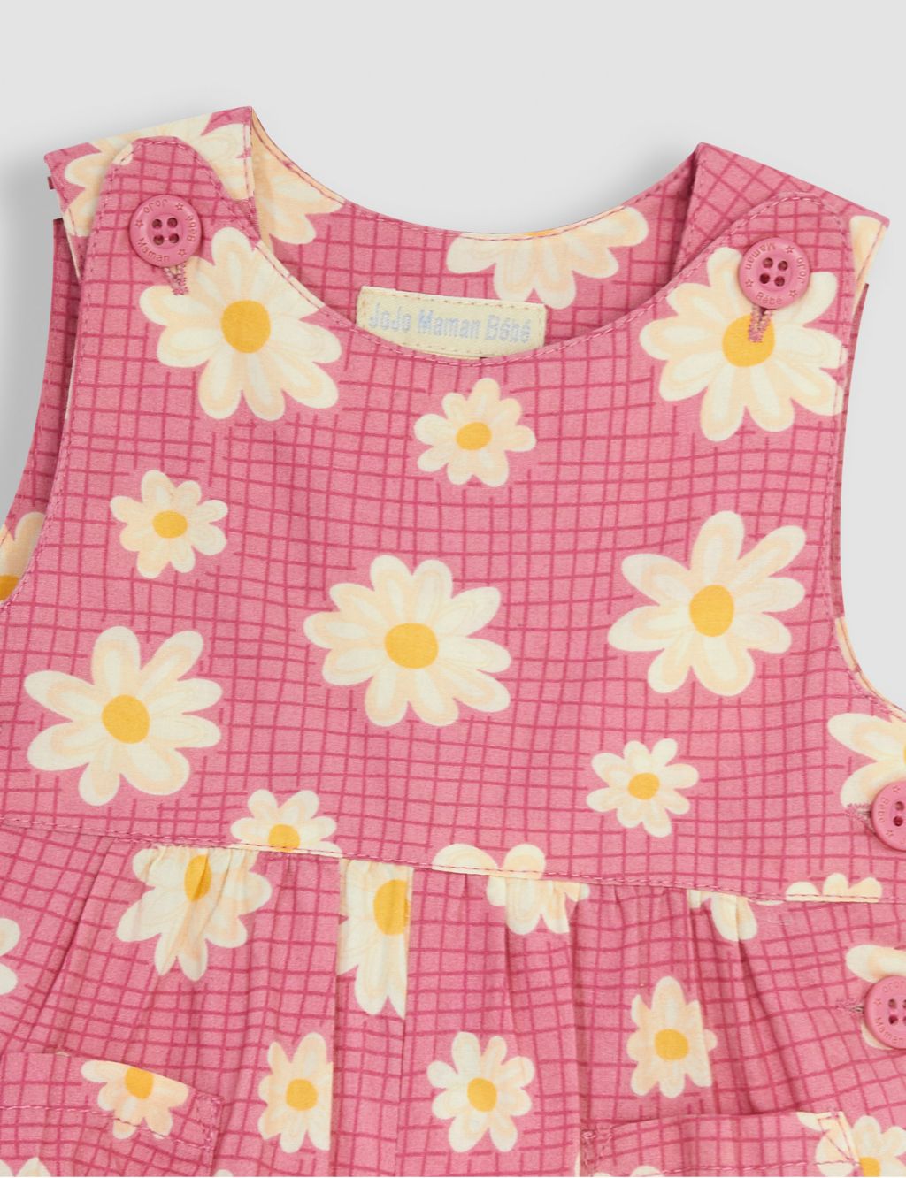 Pure Cotton Floral Dungarees (0-3 Yrs) 1 of 3