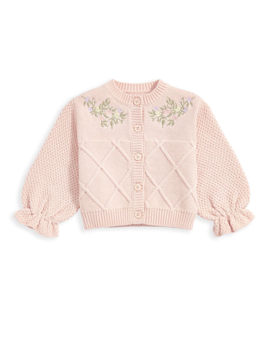 Pure Cotton Floral Embroidered Cardigan (0-3 Yrs) 2 of 2
