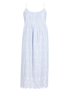 Pure Cotton Floral Embroidered Chemise with Cool Comfort™ Technology Image 2 of 4