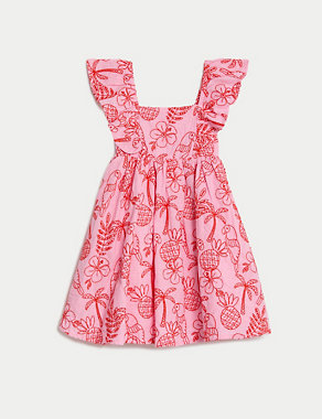 Pure Cotton Floral Embroidered Dress (2-8 Yrs) Image 2 of 5
