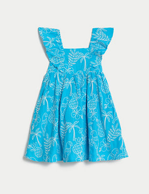 Pure Cotton Floral Embroidered Dress (2-8 Yrs) Image 2 of 4