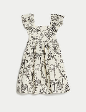 Pure Cotton Floral Embroidered Dress (2-8 Yrs) Image 2 of 5
