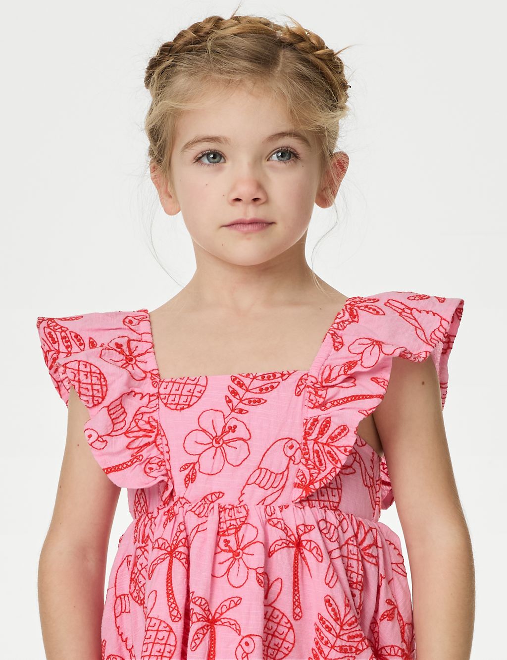 Pure Cotton Floral Embroidered Dress (2-8 Yrs) 4 of 5