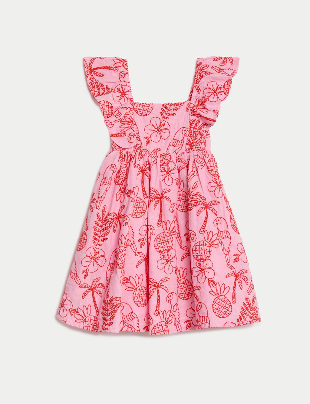 Pure Cotton Floral Embroidered Dress (2-8 Yrs) 1 of 5