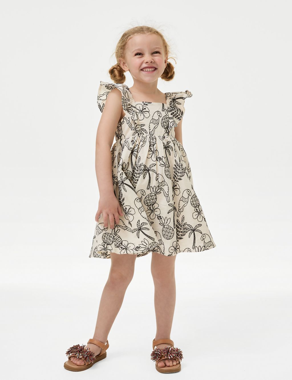 Pure Cotton Floral Embroidered Dress (2-8 Yrs) 2 of 5