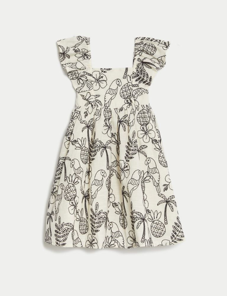 Pure Cotton Floral Embroidered Dress (2-8 Yrs) 2 of 5