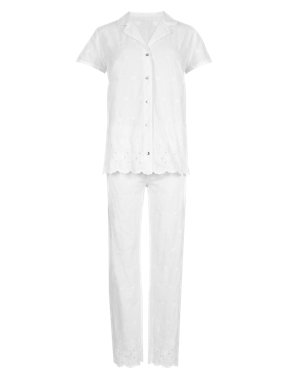 Pure Cotton Floral Embroidered Pyjamas with Cool Comfort™ Technology Image 2 of 5