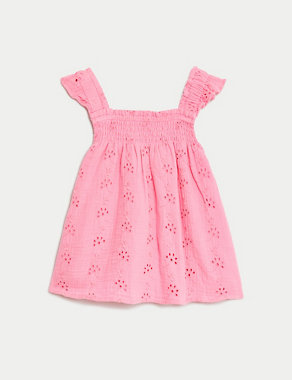 Pure Cotton Floral Embroidered Top (2-8 Yrs) Image 2 of 6