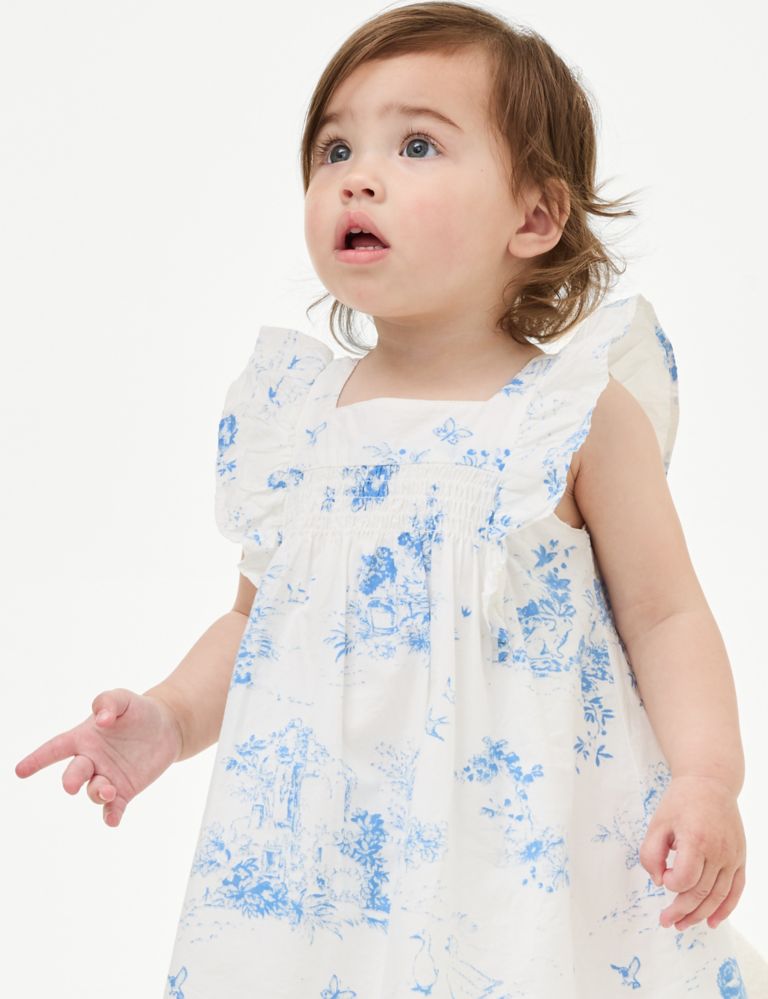Pure Cotton Floral Frill Dress (0-3 Yrs) 5 of 5