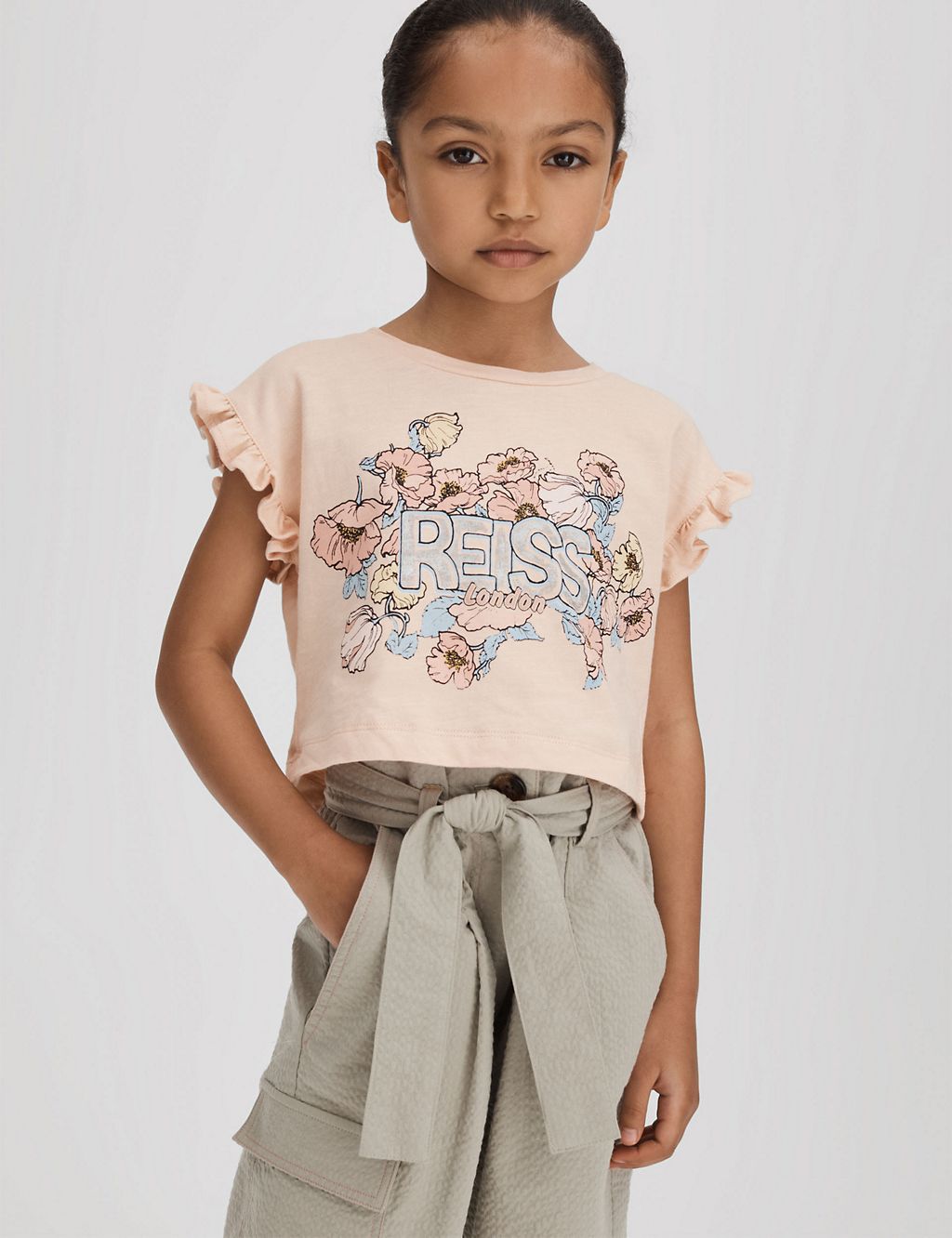 Pure Cotton Floral Frill T-Shirt (4-14 Yrs) 3 of 5
