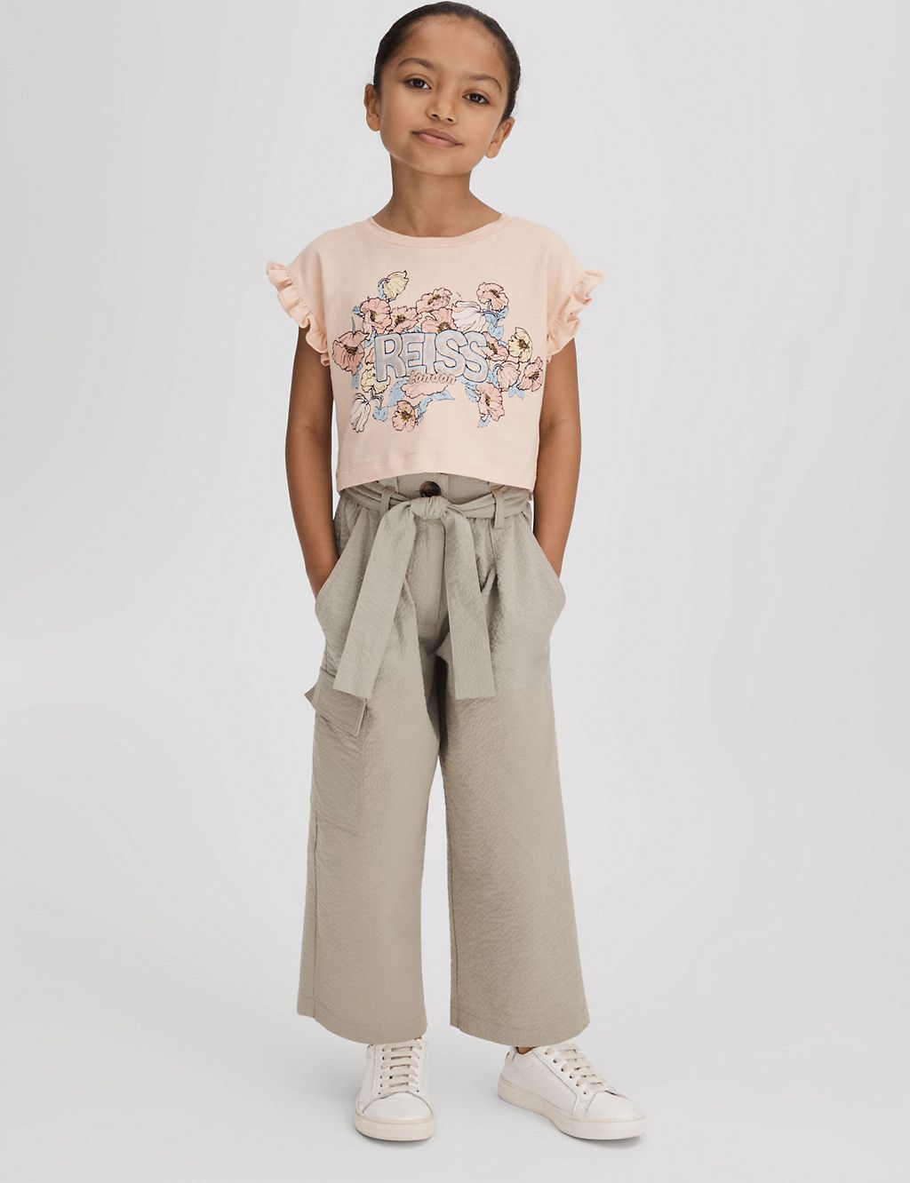Pure Cotton Floral Frill T-Shirt (4-14 Yrs) 2 of 5