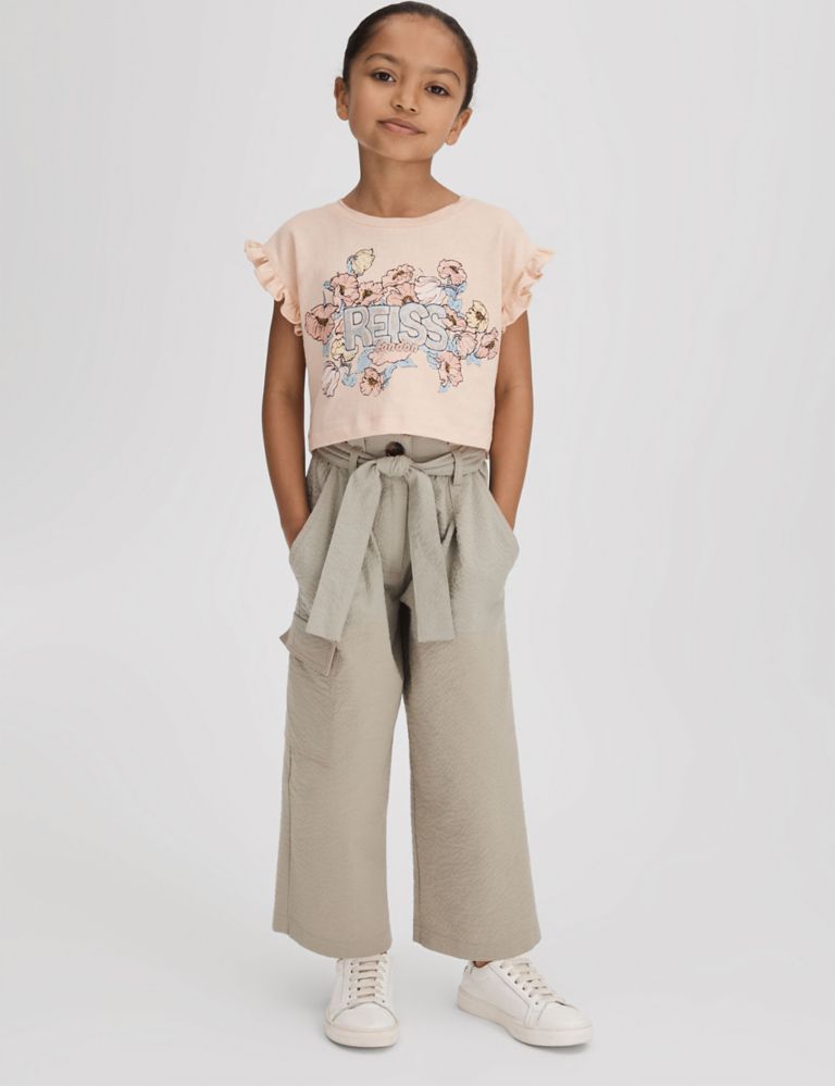 Pure Cotton Floral Frill T-Shirt (4-14 Yrs) 3 of 5