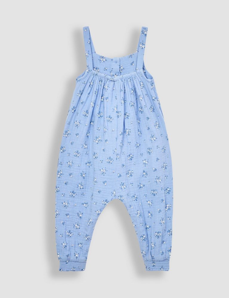 Pure Cotton Floral Jumpsuit (3 Mths-3 Yrs) 1 of 2