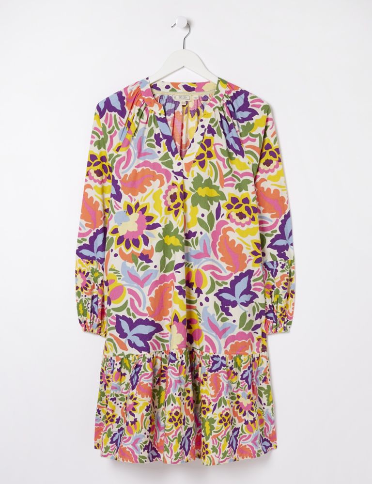 Pure Cotton Floral Knee Length Shift Dress 2 of 6