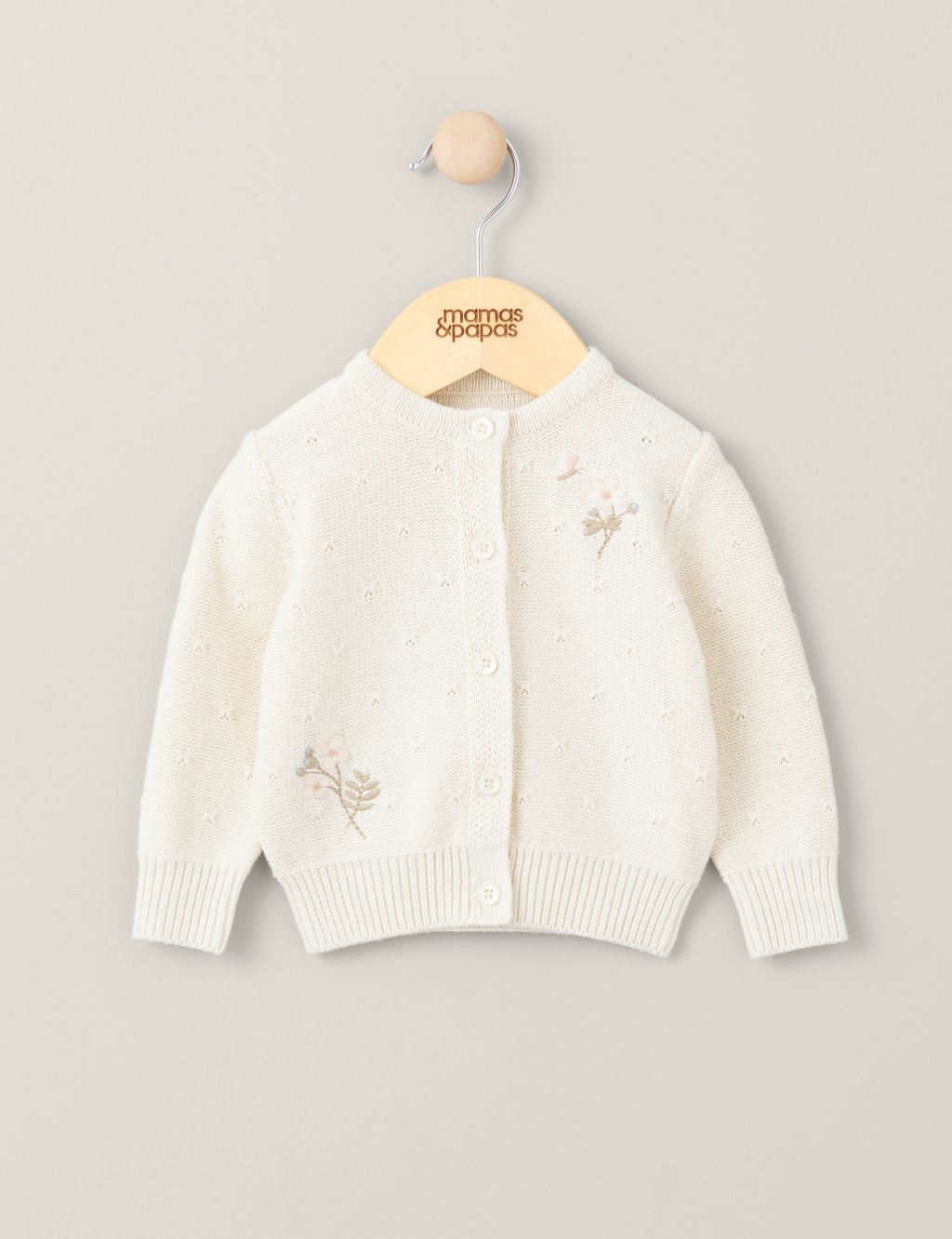 Pure Cotton Floral Knitted Cardigan (7lbs-12 Mths) 3 of 4