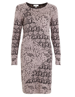 Pure Cotton Floral Knitted Tunic Dress Image 2 of 6