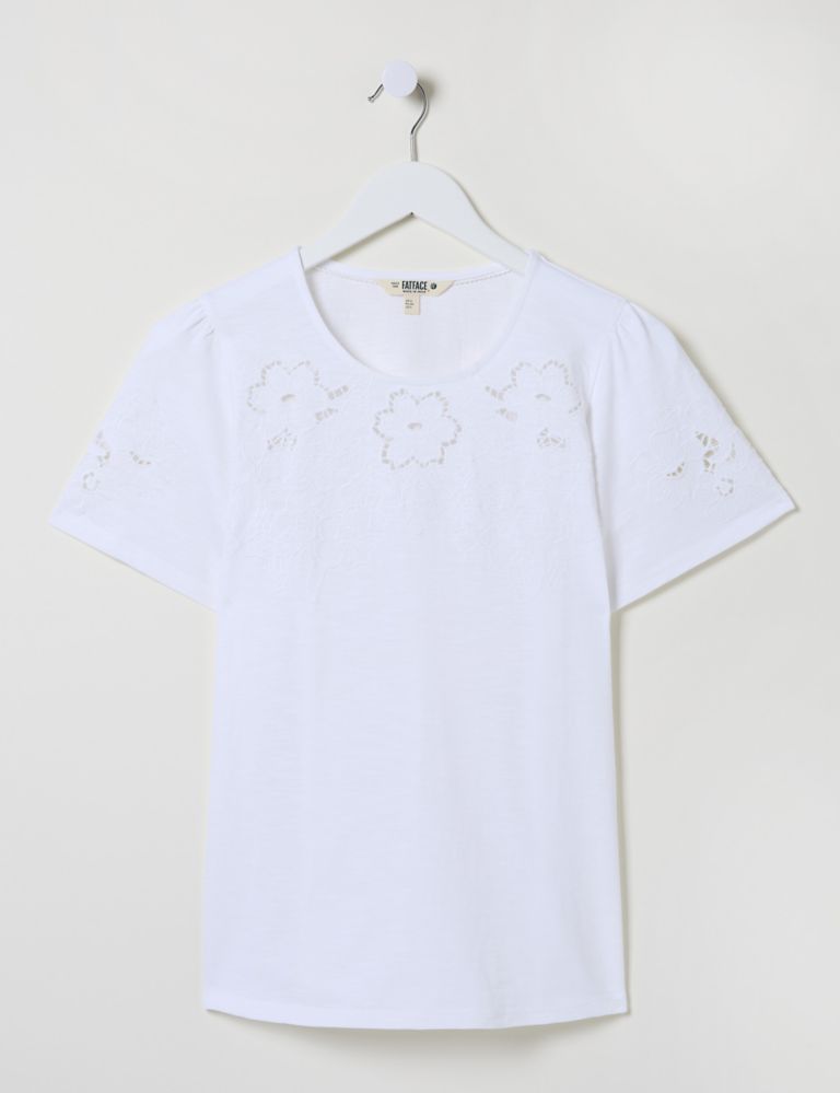 Pure Cotton Floral Lace T-Shirt 2 of 5