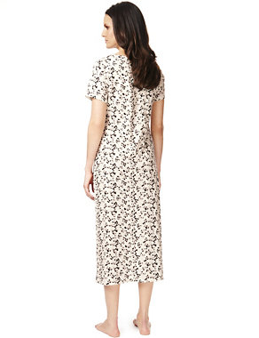 Pure Cotton Floral Long Nightdress Image 2 of 3