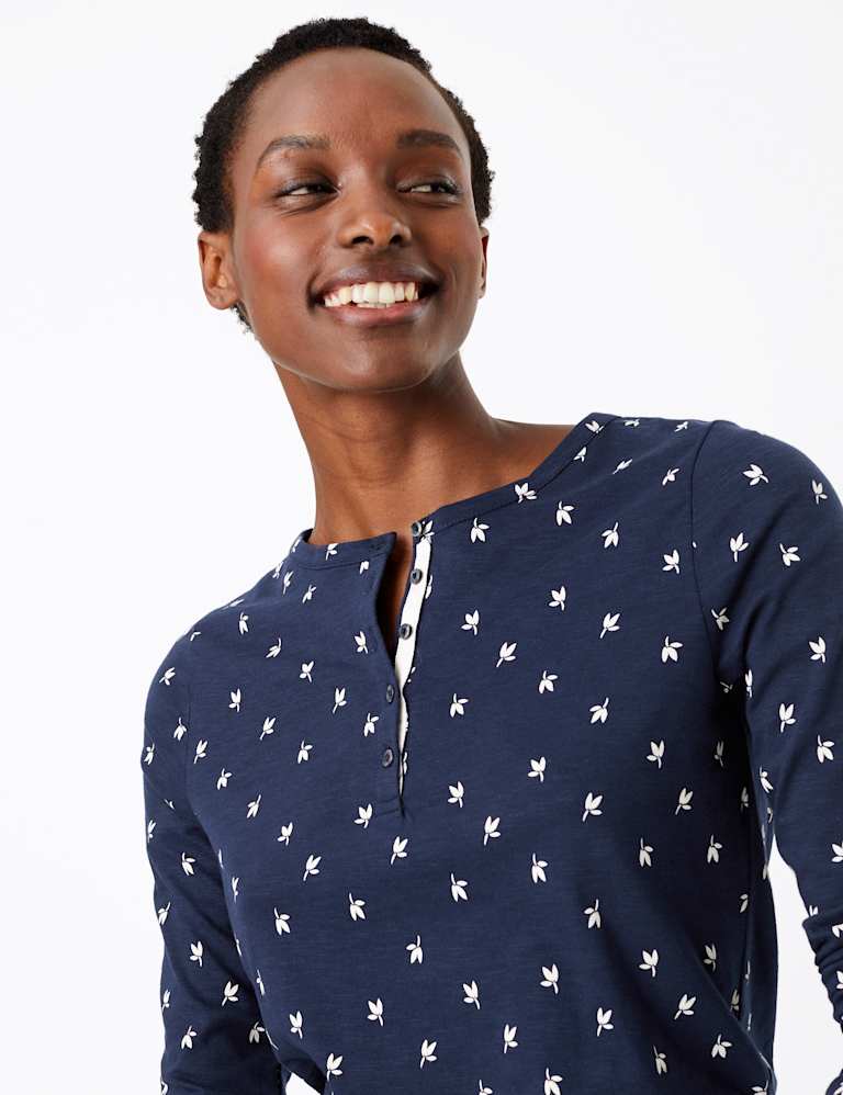 Pure Cotton Floral Long Sleeve Top M&S Collection M&S