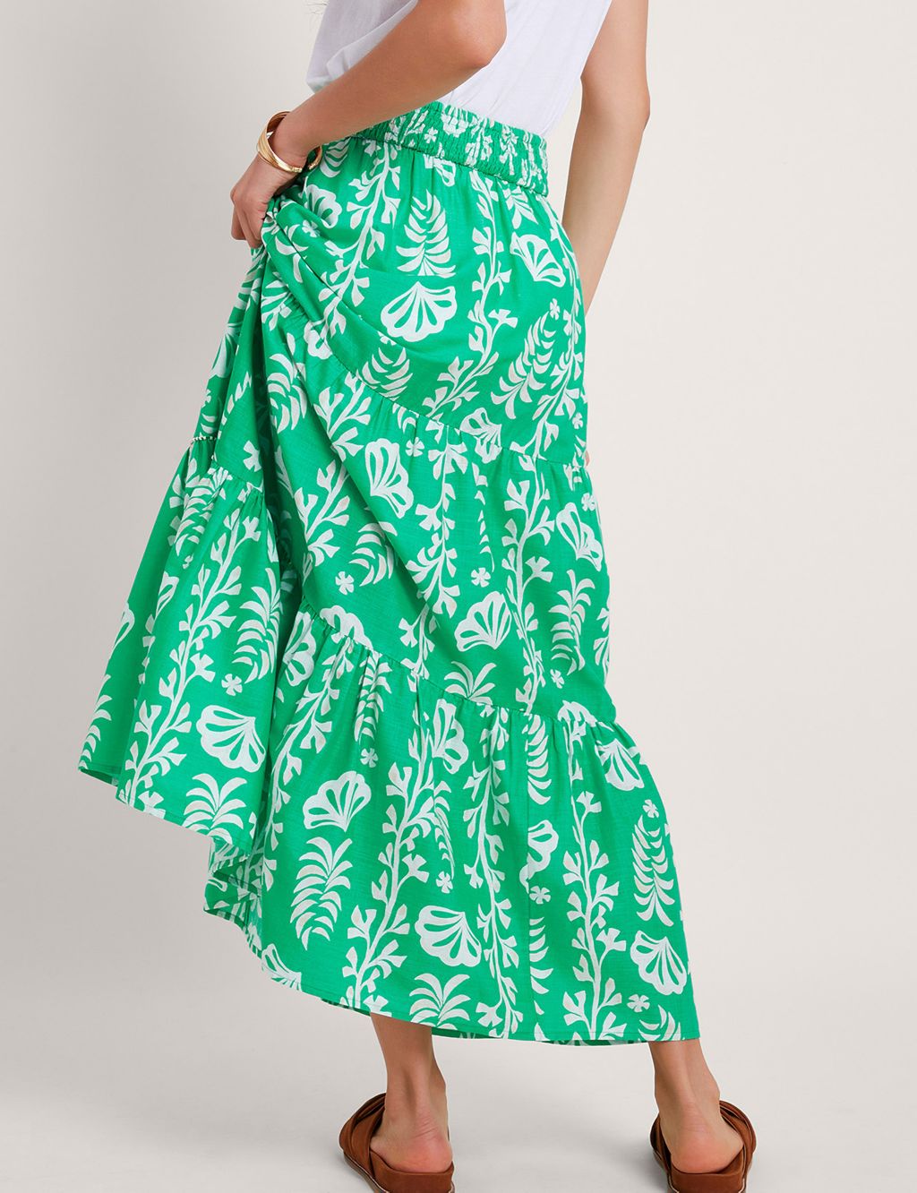 Pure Cotton Floral Maxi Tiered Skirt 2 of 4