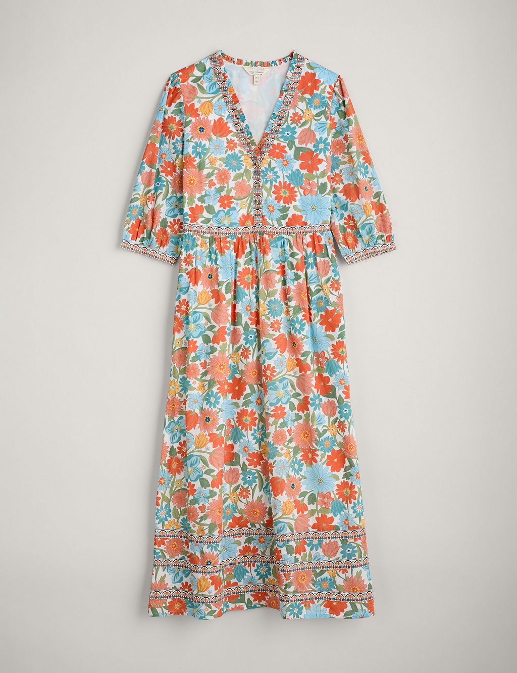 Pure Cotton Floral Maxi Waisted Dress 1 of 6