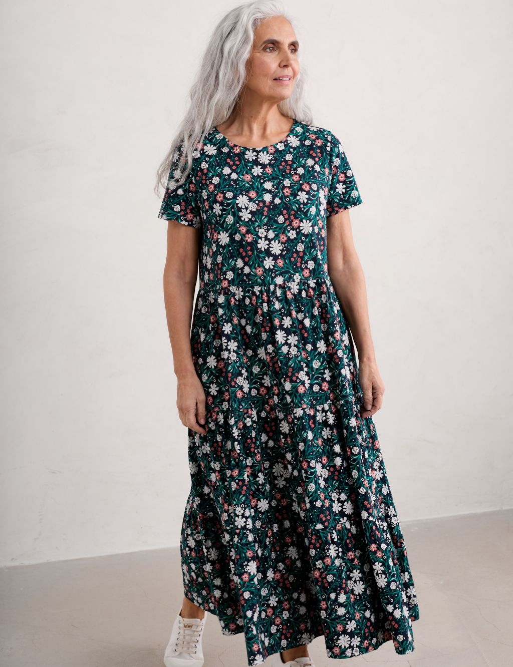 Pure Cotton Floral Maxi Waisted Dress 2 of 5