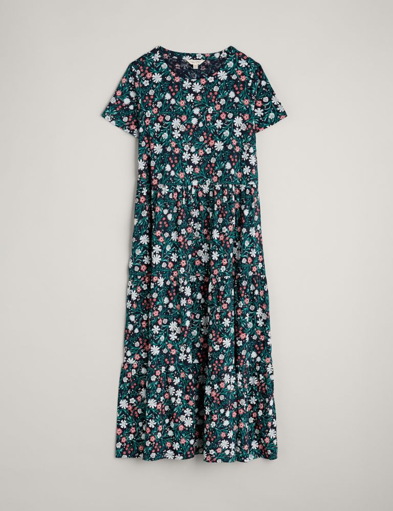 Pure Cotton Floral Maxi Waisted Dress 2 of 5