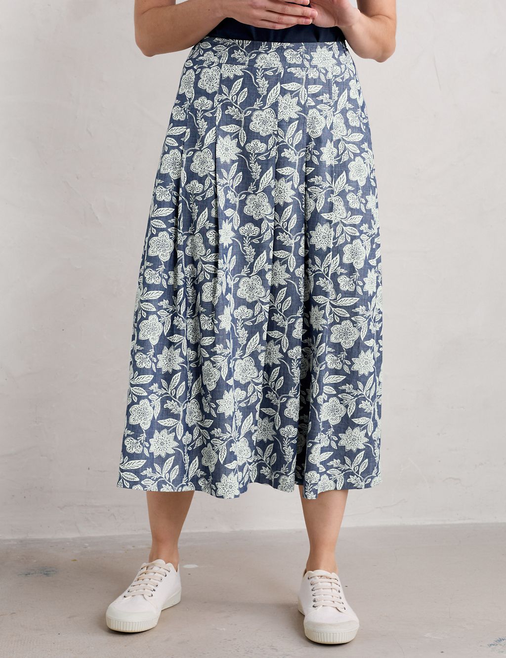 Pure Cotton Floral Midaxi A-Line Skirt 2 of 5
