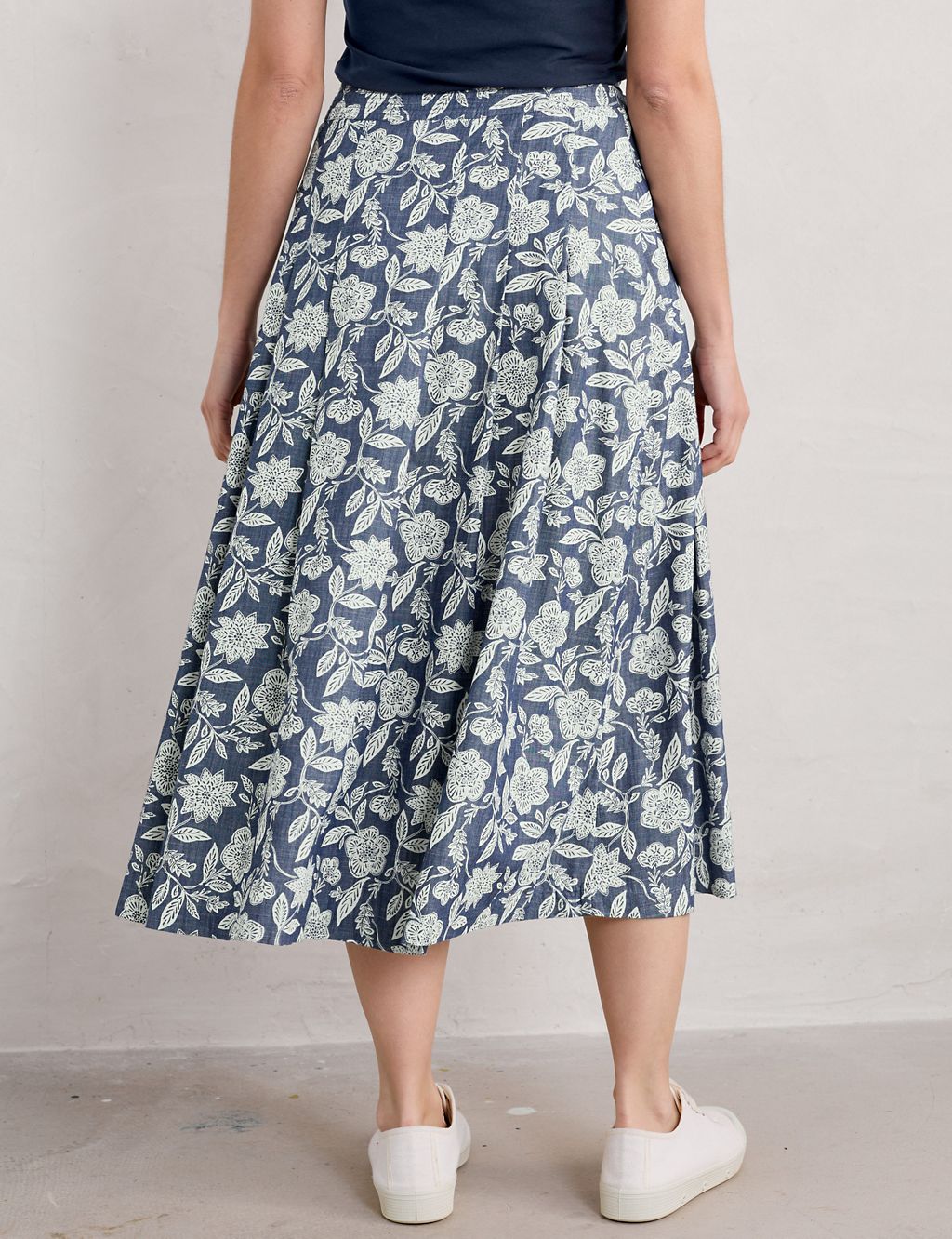 Pure Cotton Floral Midaxi A-Line Skirt 4 of 5
