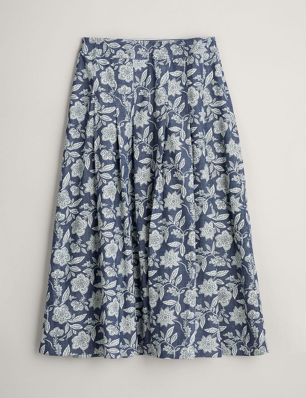 Pure Cotton Floral Midaxi A-Line Skirt 1 of 5